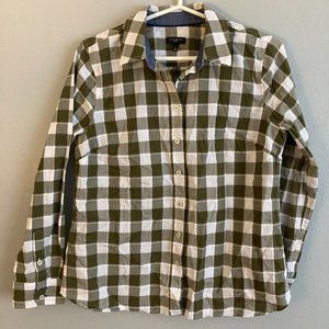 Talbots Women’s Blouse Size Small Petite Cotton Grey Brown Check